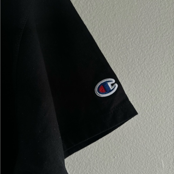 Champion Mens T-Shirt Graphic Logo Print Front & Back Black - Picture 4 of 7